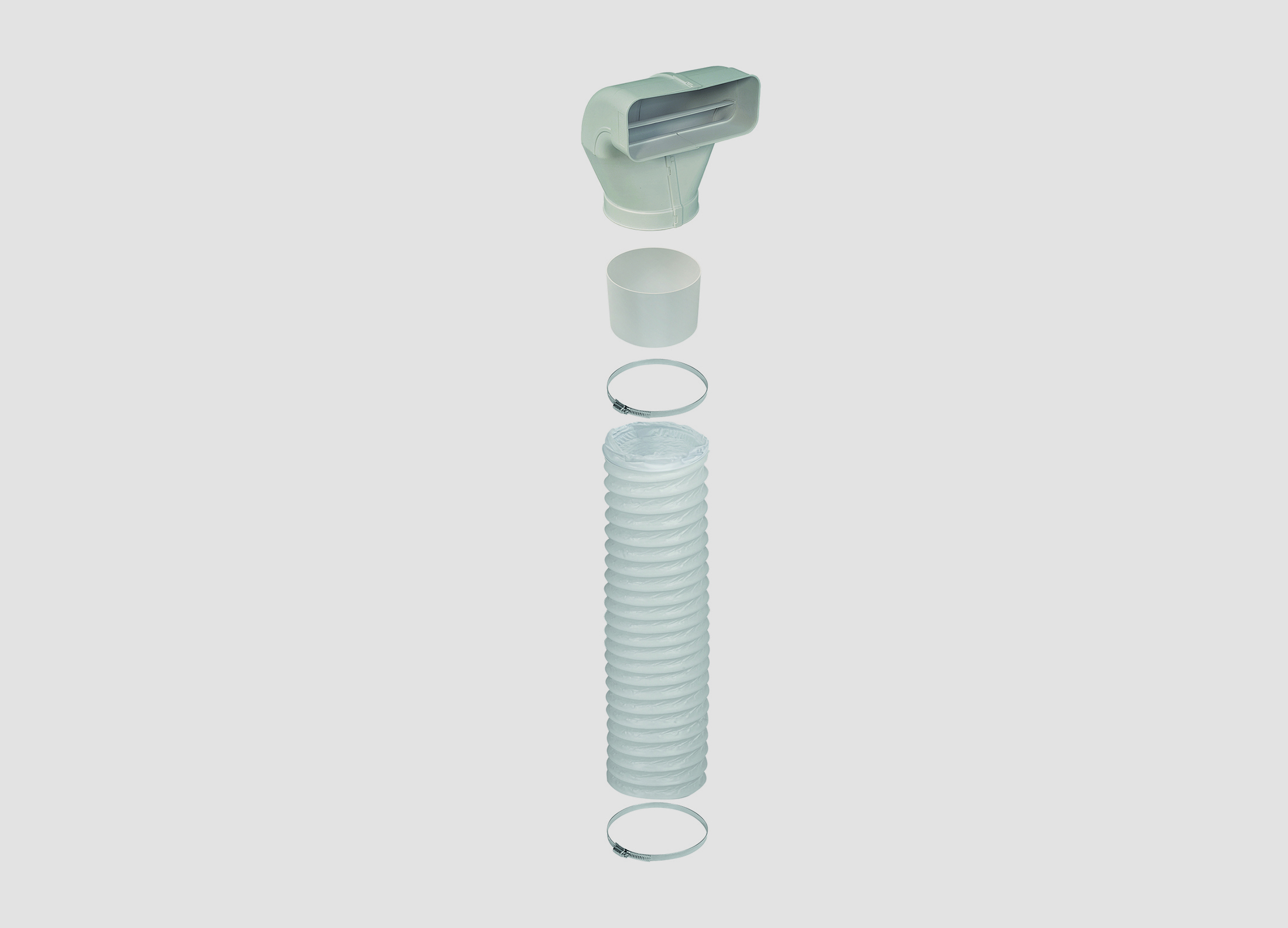 125er - Optimairo-M Umlenkstück verlängert, mit flexiblem Schlauch, 125 mm, 1 m