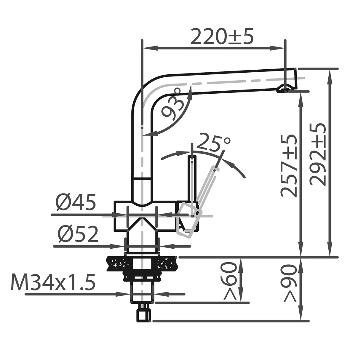 CARESSI Armatur 108 ECO, CA108CH ECO, chrom