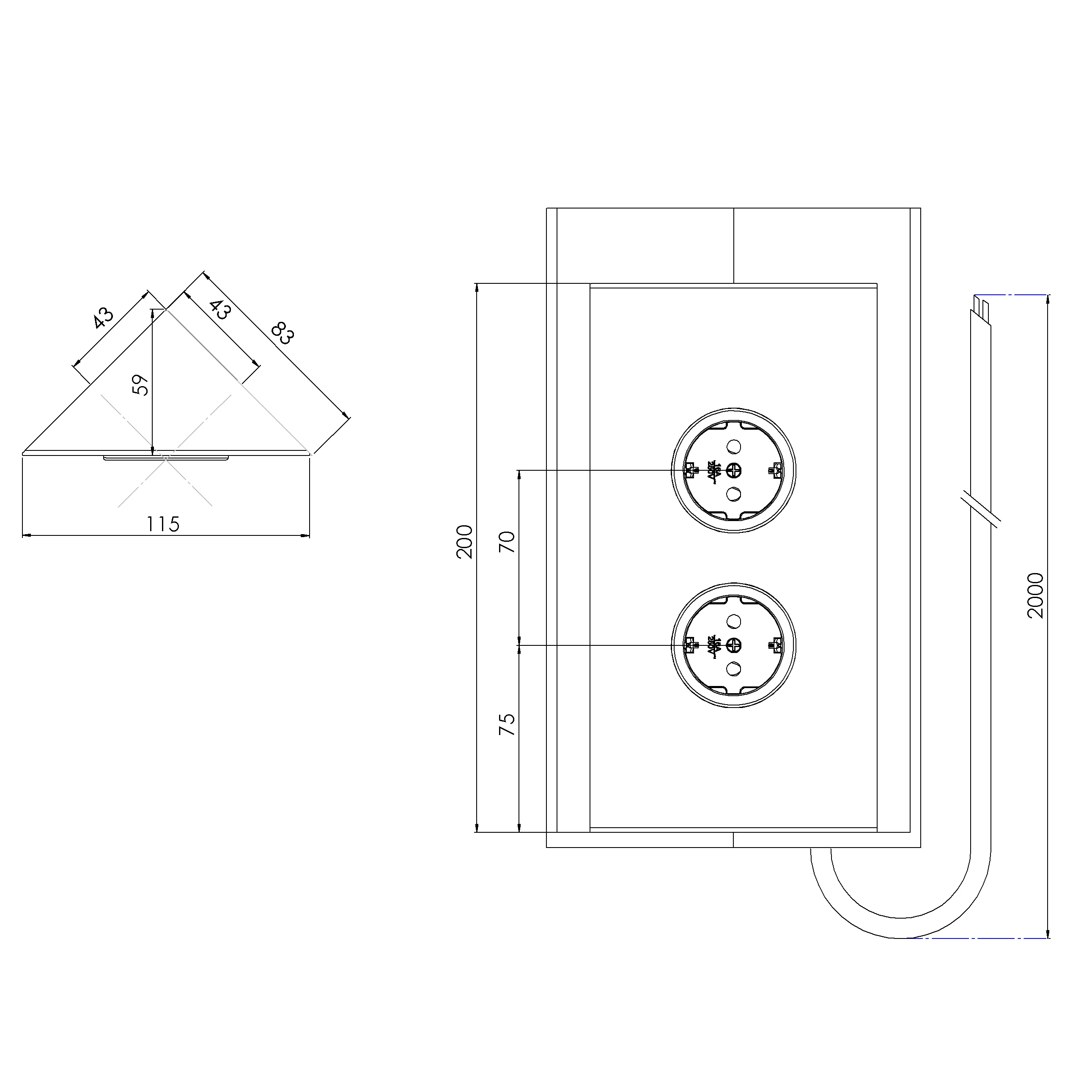 CARESSI 2ST20 Energie-Ecksäule, kupfer