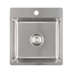 CARESSI CABL37KR15 Spüle mit Hahnbank, ab 45er Schrank, Edelstahl massiv