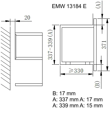 20 l Einbaumikrowelle mit Grill, Edelstahl
