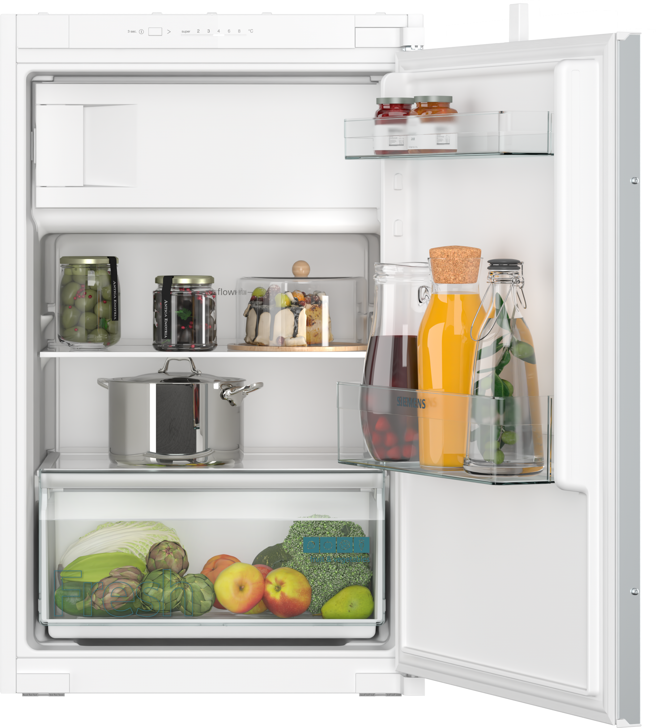  KI22LNSE0, iQ100,  Einbau-Kühlschrank mit Gefrierfach,  88 x 56 cm,  Schleppscharnier