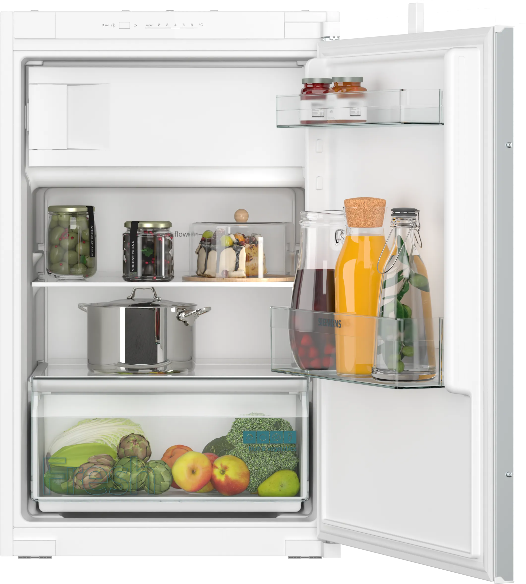  KI22LNSE0, iQ100, Einbau-Kühlschrank mit Gefrierfach, 88 x 56 cm, Schleppscharnier