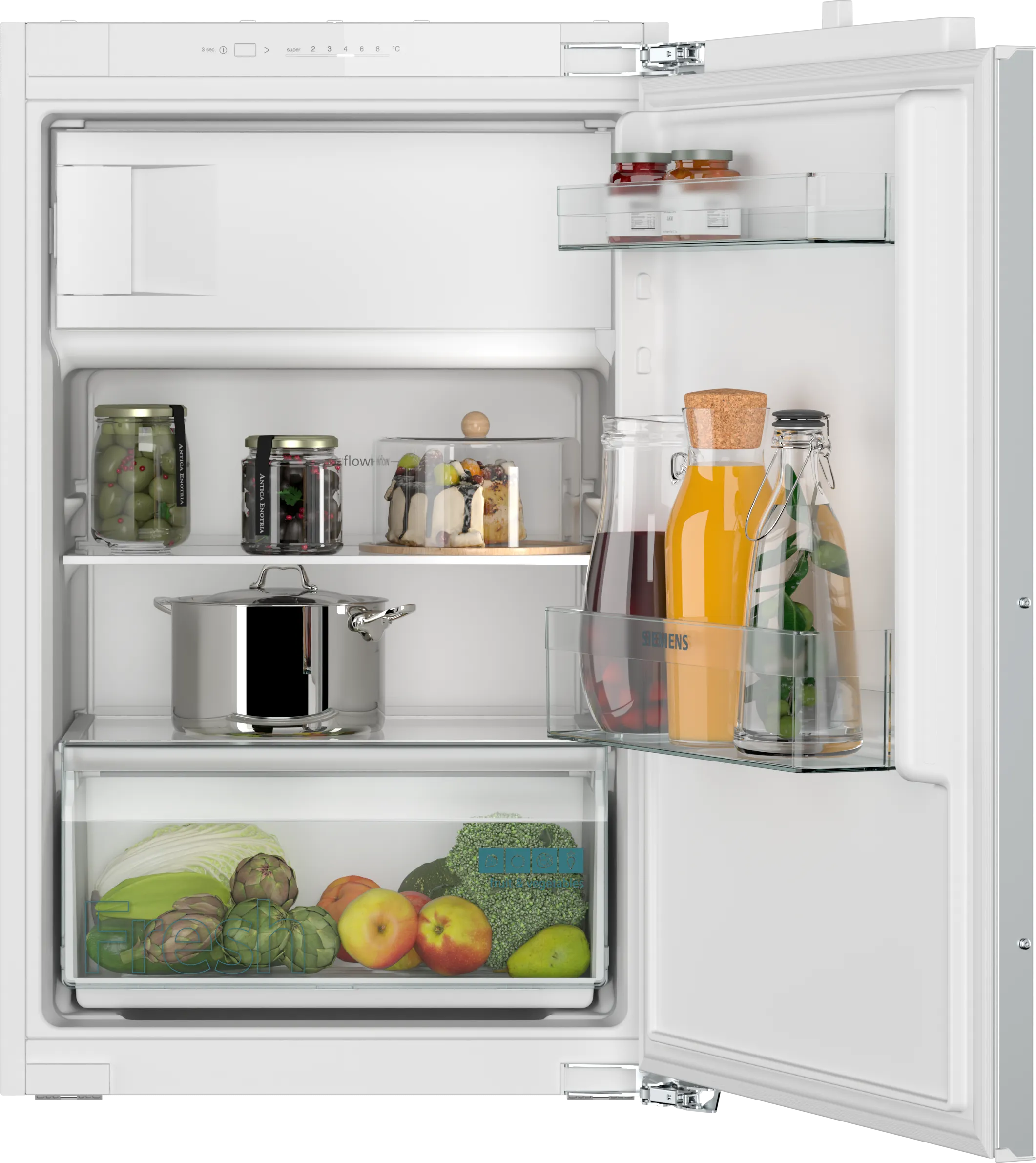  KI22L2FE1, iQ100, Einbau-Kühlschrank mit Gefrierfach, 88 x 56 cm, Flachscharnier