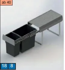 Case, 18 + 8 Liter, Höhe 390 mm, ab 40er Schrank 