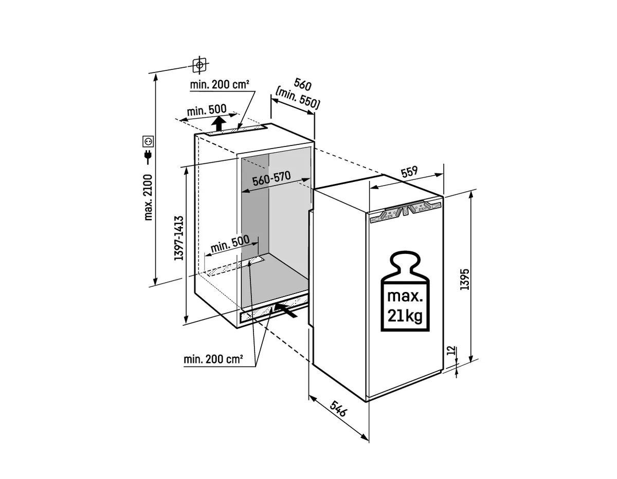 SIFNdi 4556-22, Integrierbarer Gefrierschrank mit NoFrost SIFNdi 4556-22, Integrierbarer Gefrierschrank mit NoFrost
