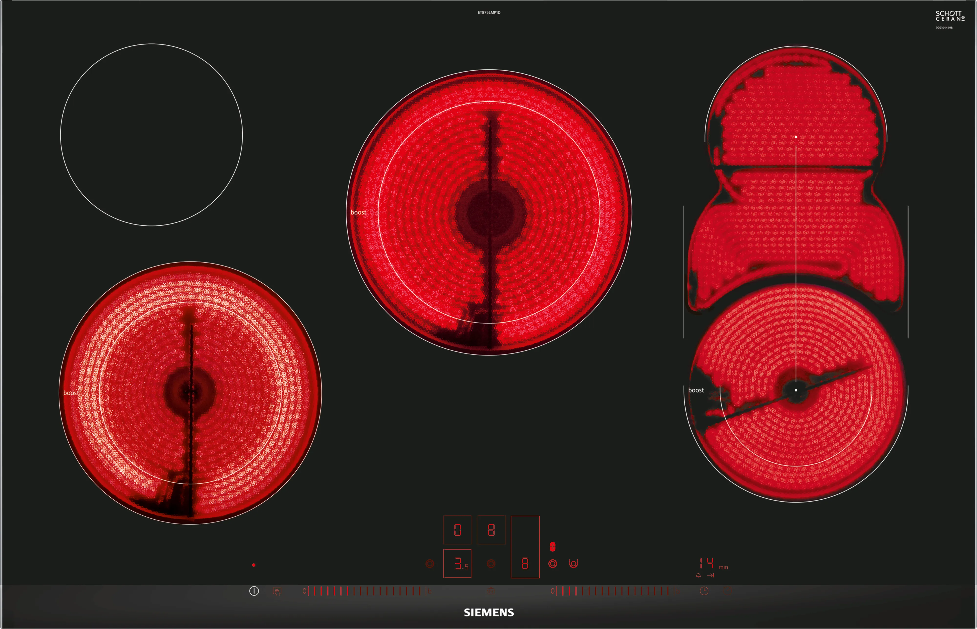  ET875LMP1D, iQ500, Elektro-Kochfeld, 80 cm, Schwarz, Mit Rahmen aufliegend