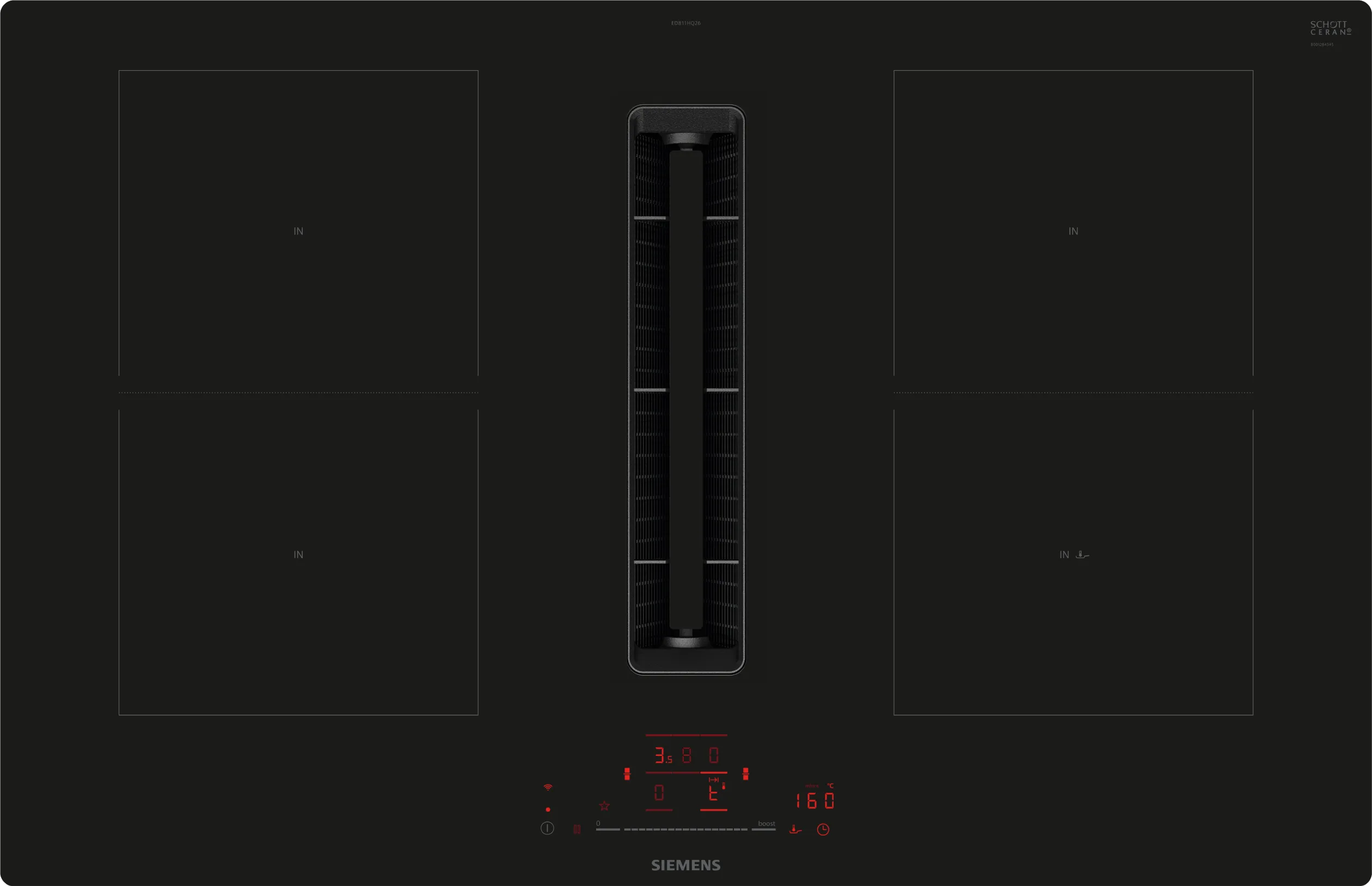  ED811HGA6, ED811HQ26E + HZ9VDSB4, Kochfeld mit Dunstabzug (Induktion), Flachkanal