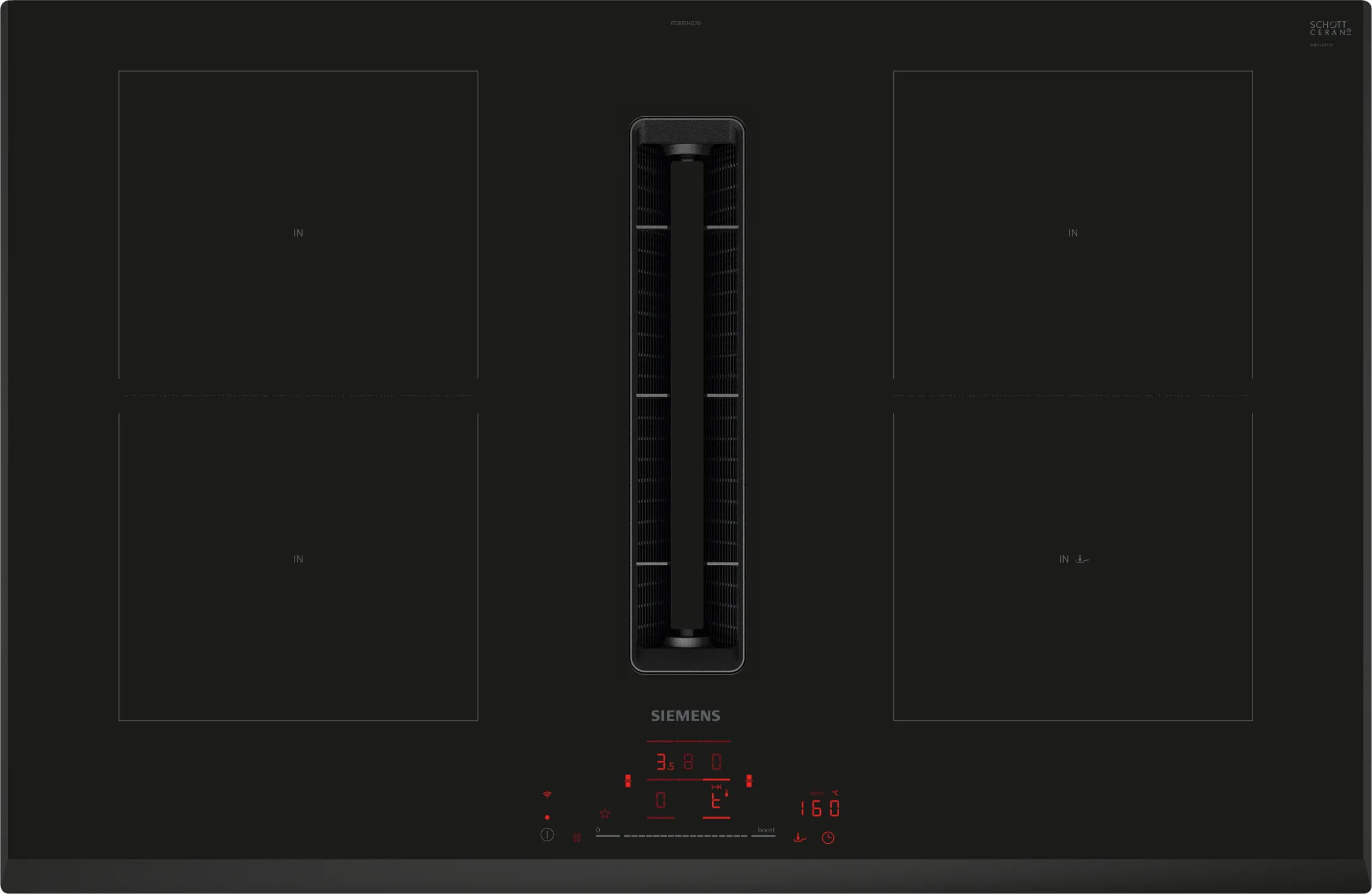  ED851HGA6, ED851HQ26E + HZ9VDSB4, Kochfeld mit Dunstabzug (Induktion), Flachkanal