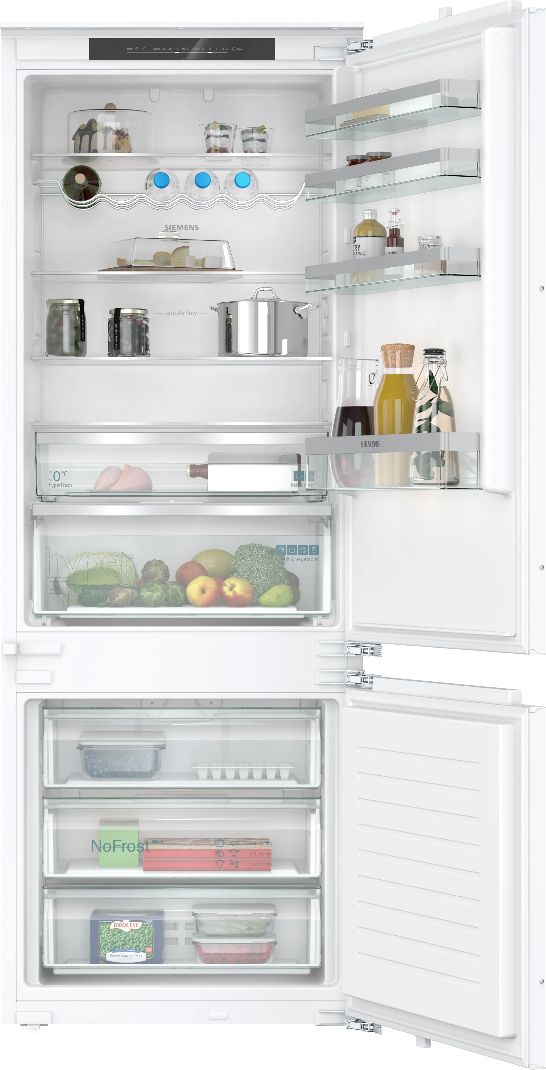  KB96NVFE1, iQ300, Einbau-Kühl-Gefrier-Kombination mit Gefrierbereich unten, 193.5 x 70.8 cm, Flachscharnier