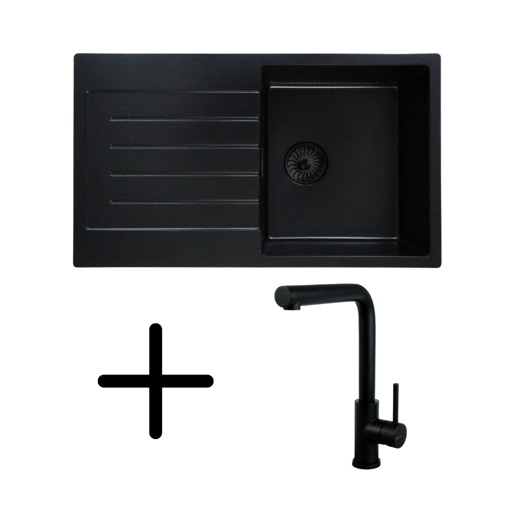 CARESSI CAQPP770R10BK-EB + CABL003BKU Spülen-Set