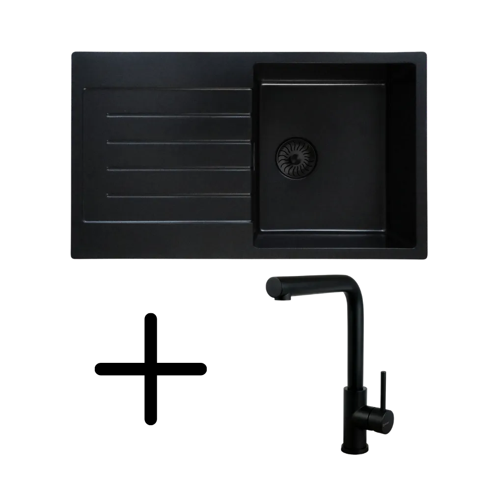 CARESSI CAQPP770R10BK-EB + CABL003BKU Spülen-Set