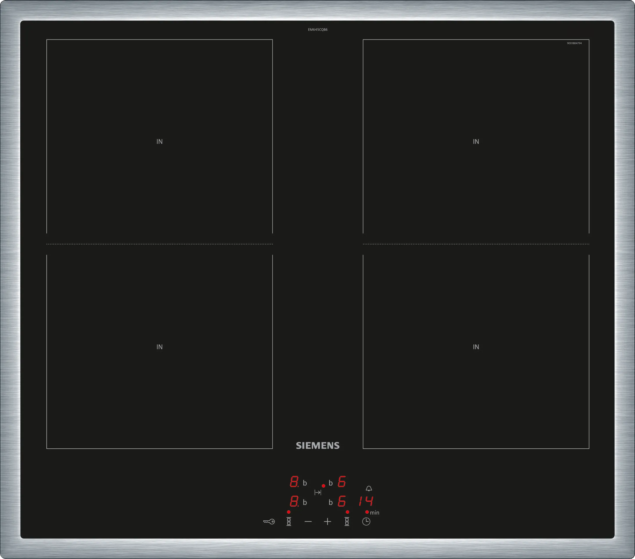  EM645CQB6E, iQ500, Induktionskochfeld, 60 cm, herdgesteuert, Schwarz, Mit Rahmen aufliegend