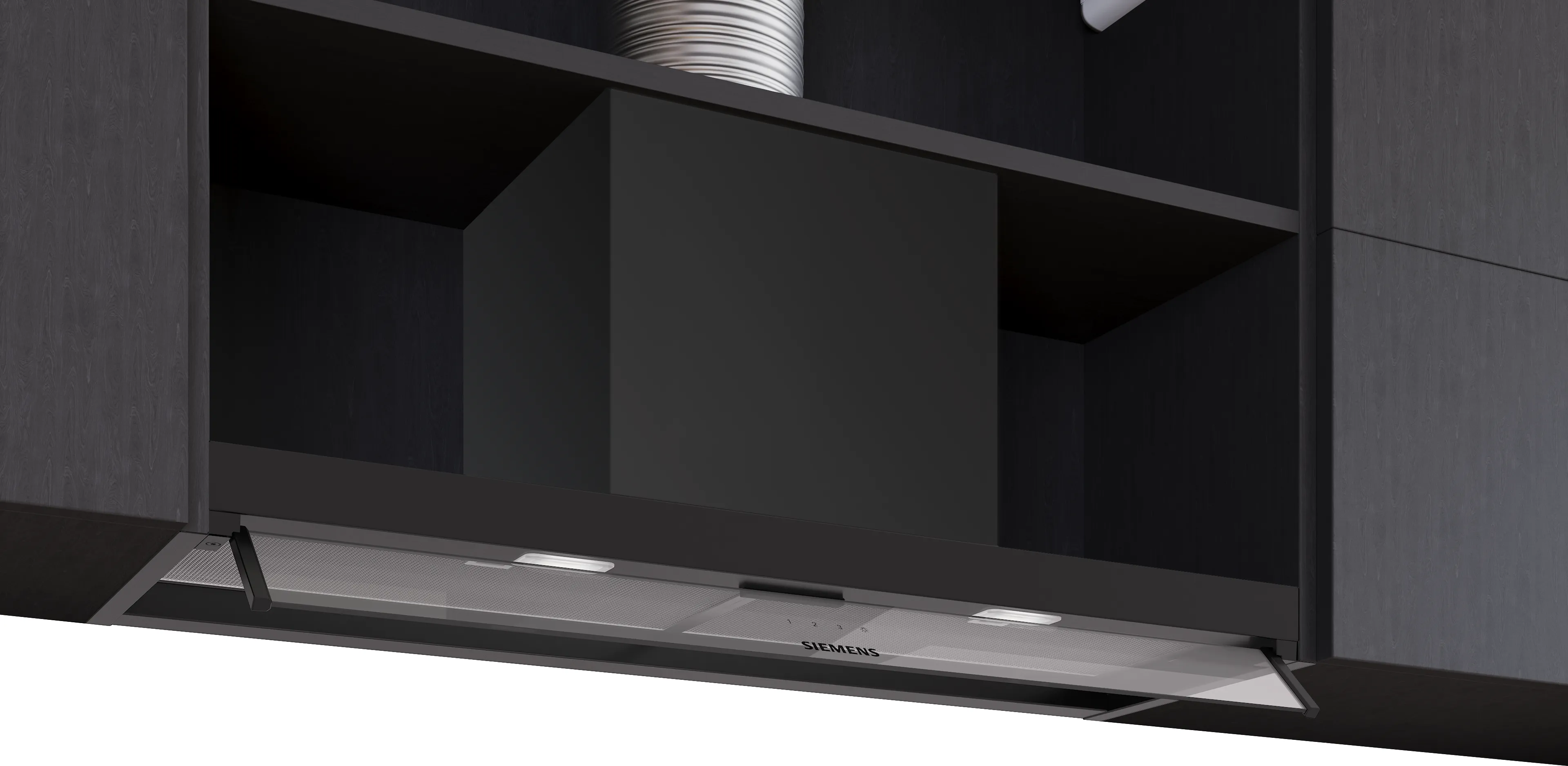 LJ95BCC60, iQ300, Integrierte Designhaube, 90 cm, Klarglas, Mattschwarz