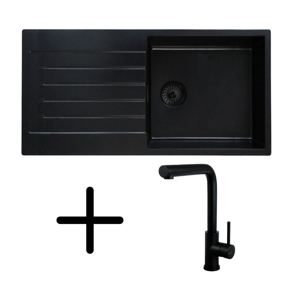 CARESSI CAQPP850R10BK-EB + CABL003BKU Spülen-Set