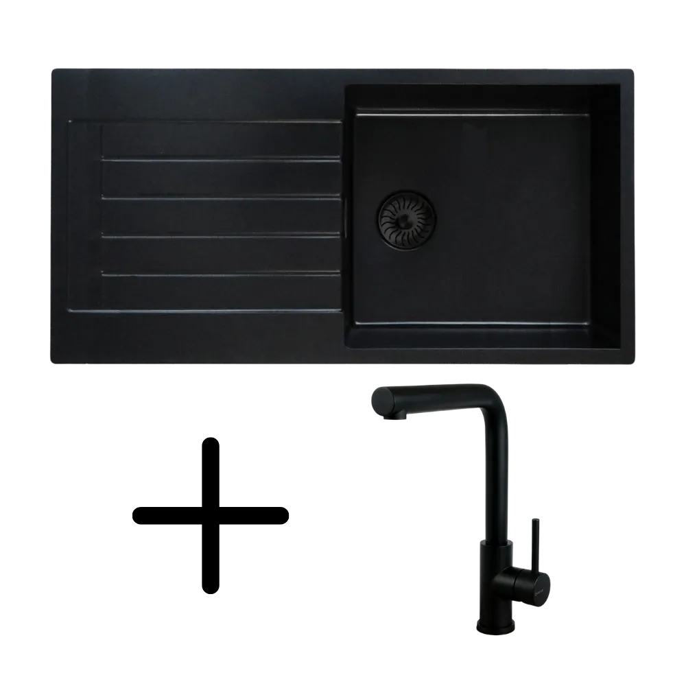 CARESSI CAQPP850R10BK-EB + CABL003BKU Spülen-Set