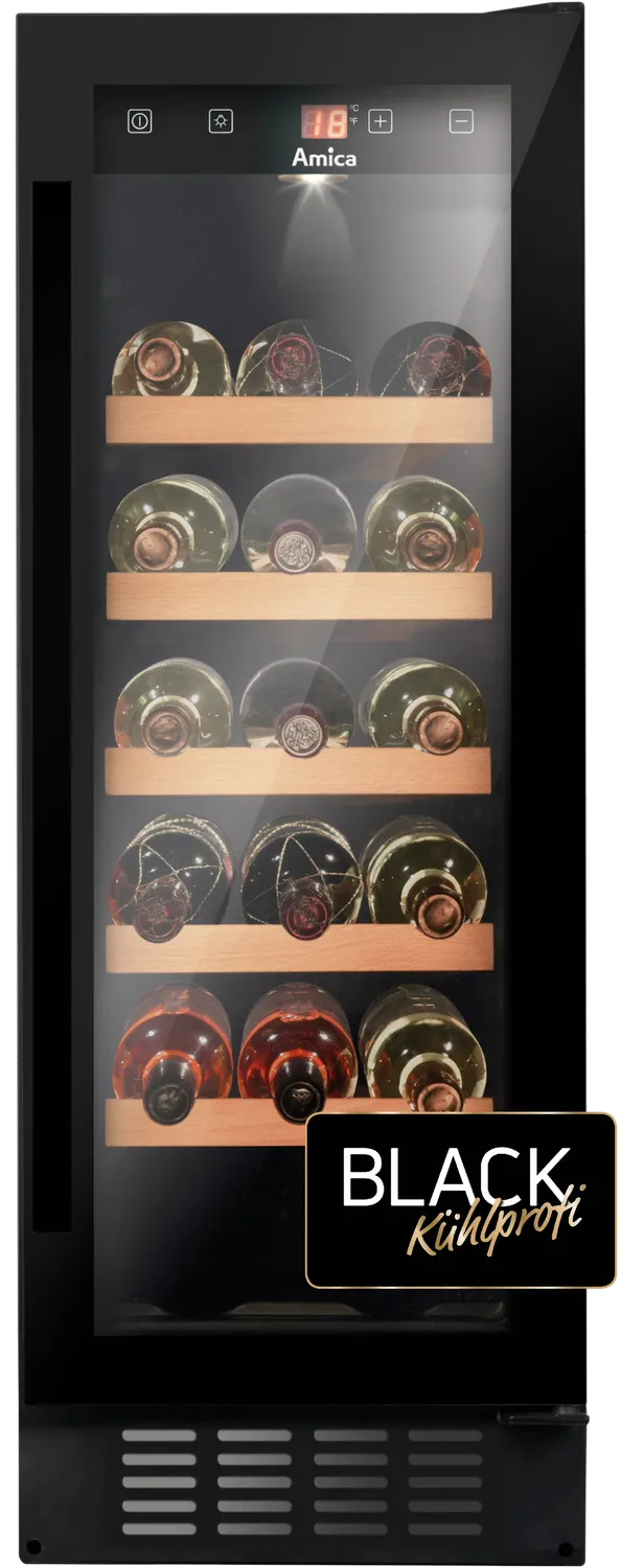 Weintemperierschrank, unterbaufähig, X-Type Design, schwarz