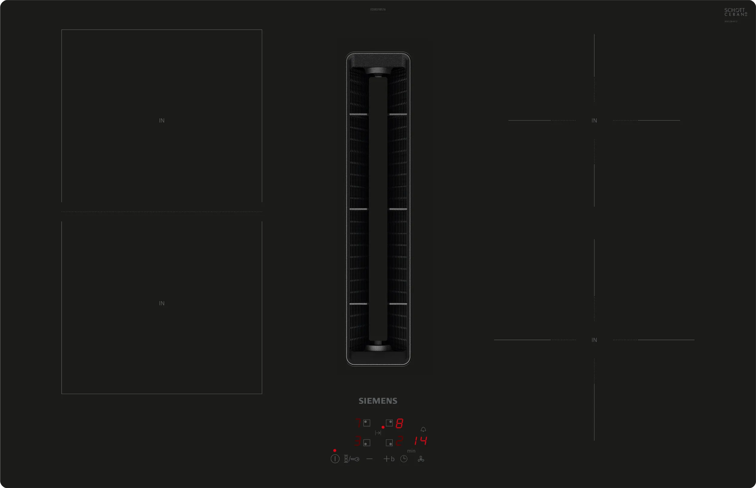  ED801BGA6, ED801BS16E + HZ9VDSB4, Kochfeld mit Dunstabzug (Induktion), Flachkanal