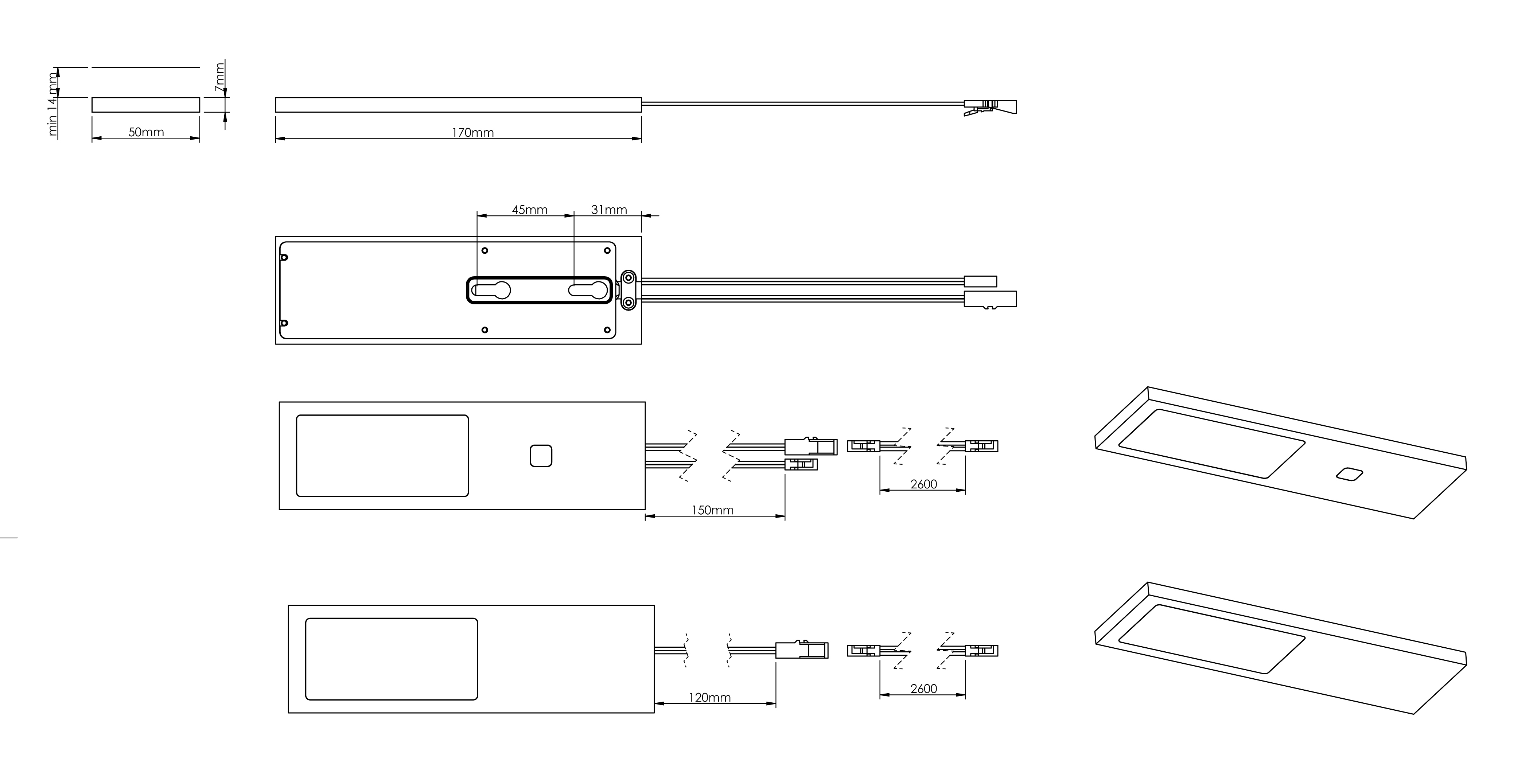 CARESSI Orion Multi Tone, Einbauleuchten-Set, 4 Spots, gold