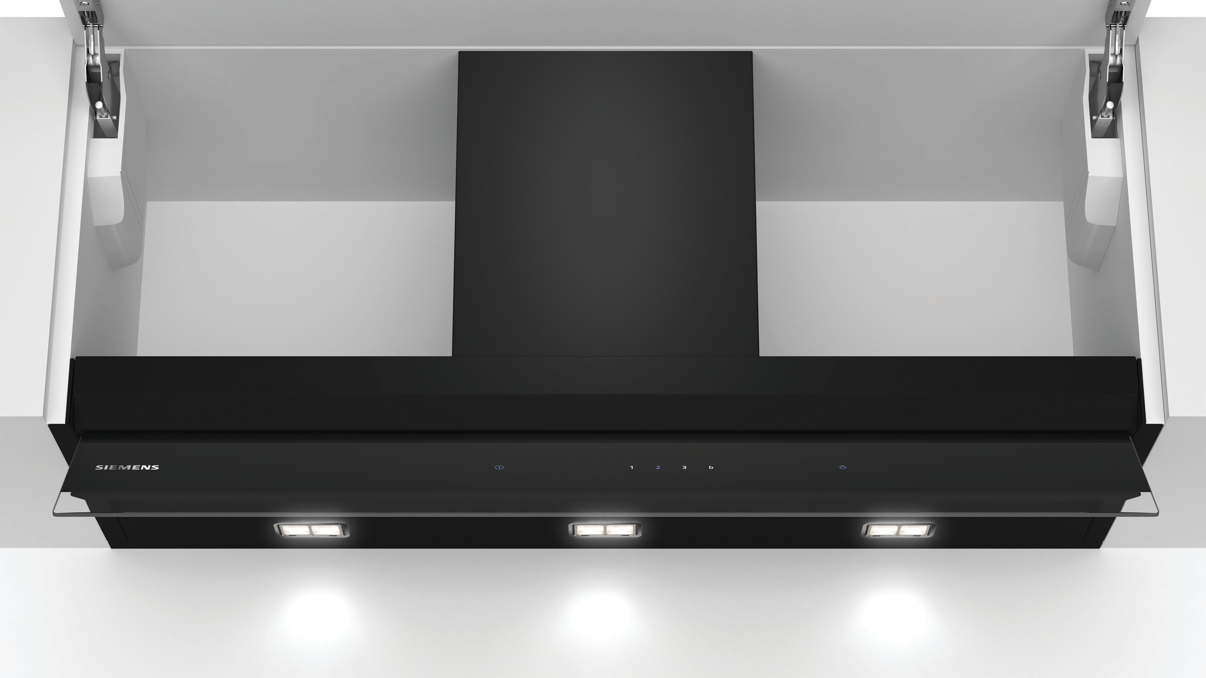  LJ97BAM60, iQ500,  Integrierte Designhaube,  90 cm,  Klarglas schwarz bedruckt